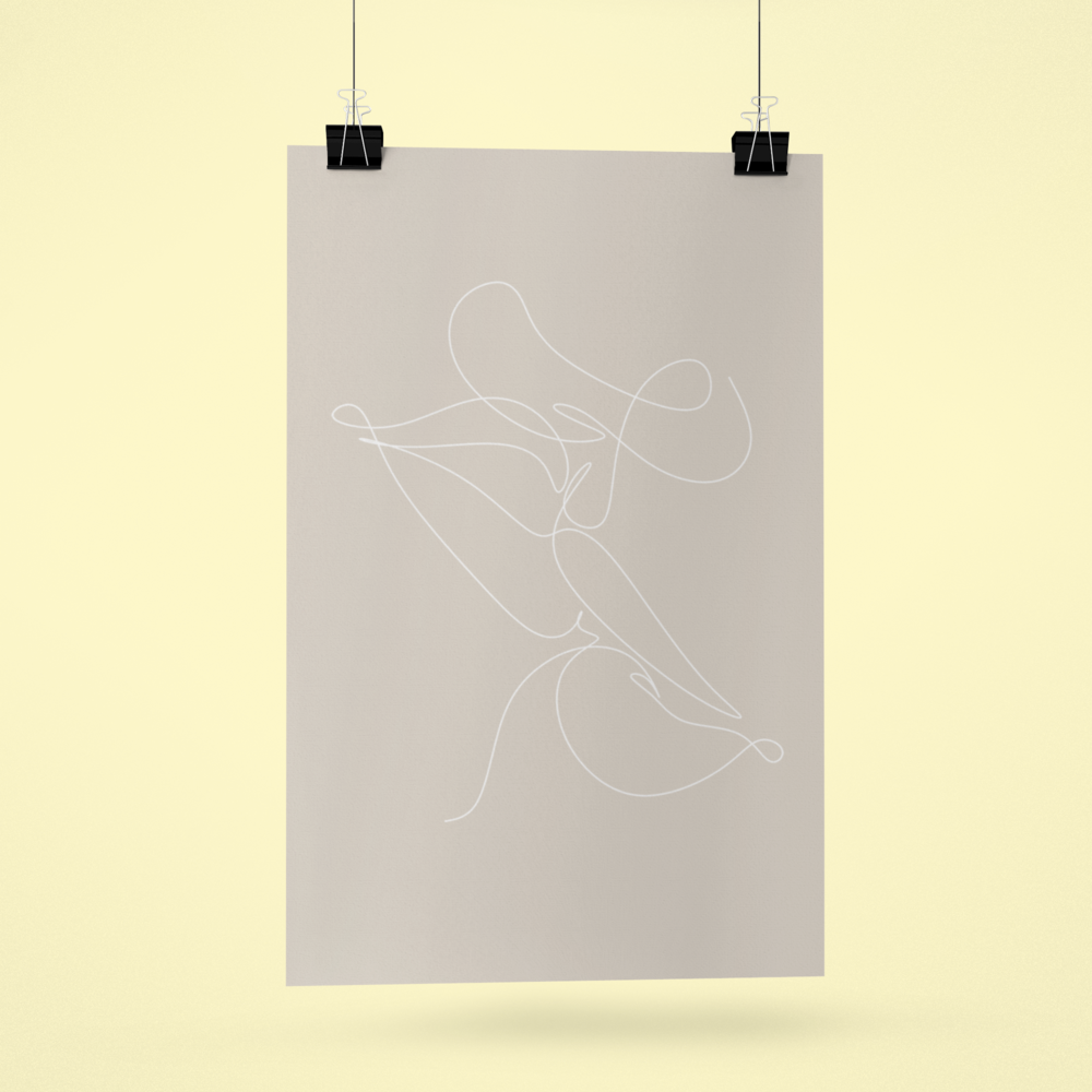 Kissing Outline Abstract Art Poster