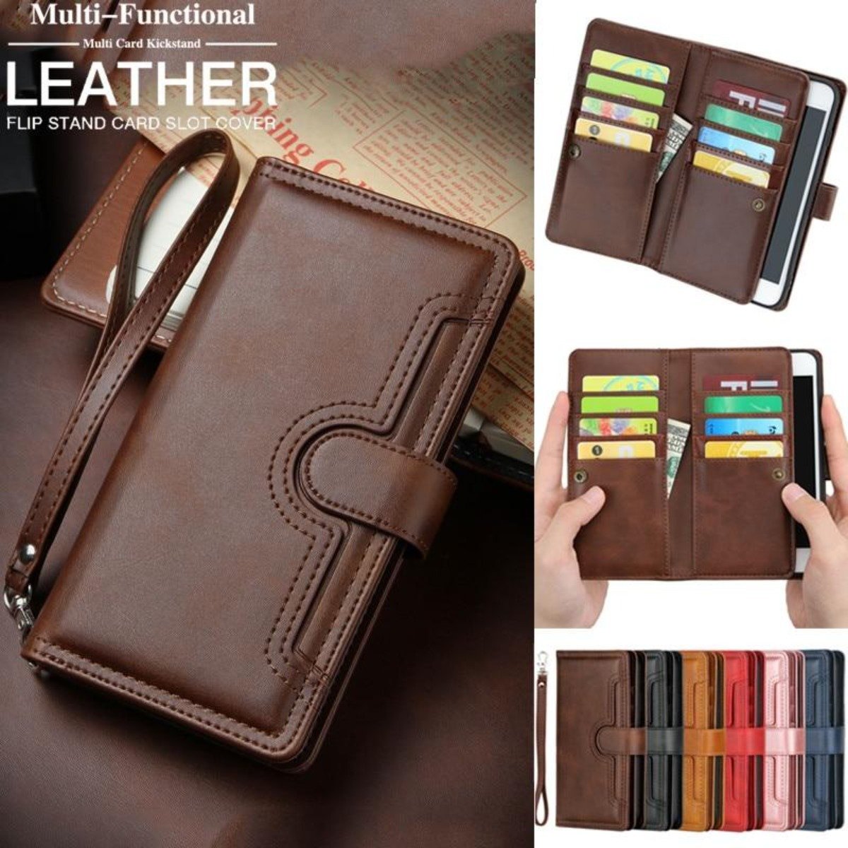 Multi-Functional Leather Wallet Case for iPhone