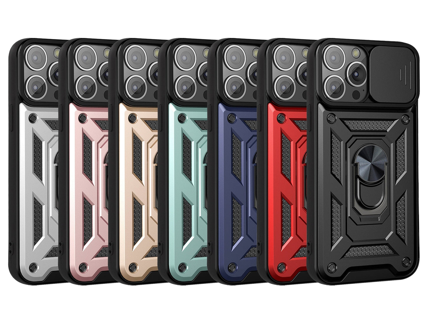 360 Protection Armor Kickstand Case for iPhone X to 14 series with Camera Lens Cover