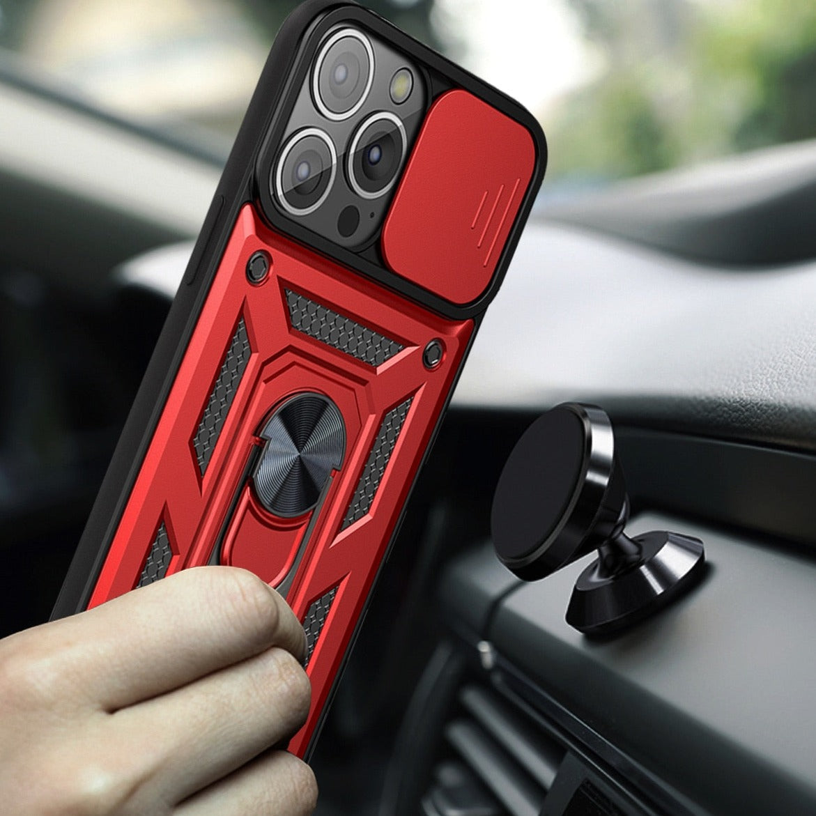 360 Protection Armor Kickstand Case for iPhone X to 14 series with Camera Lens Cover