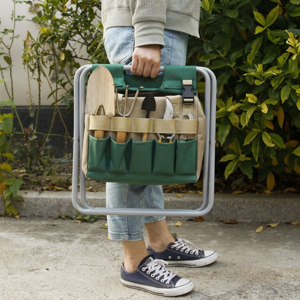 Multi Function Gardening Tool Storage Bag with Detachable Mini Chair
