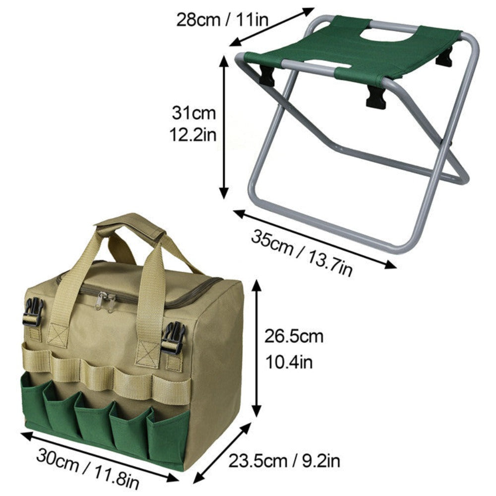 Multi Function Gardening Tool Storage Bag with Detachable Mini Chair