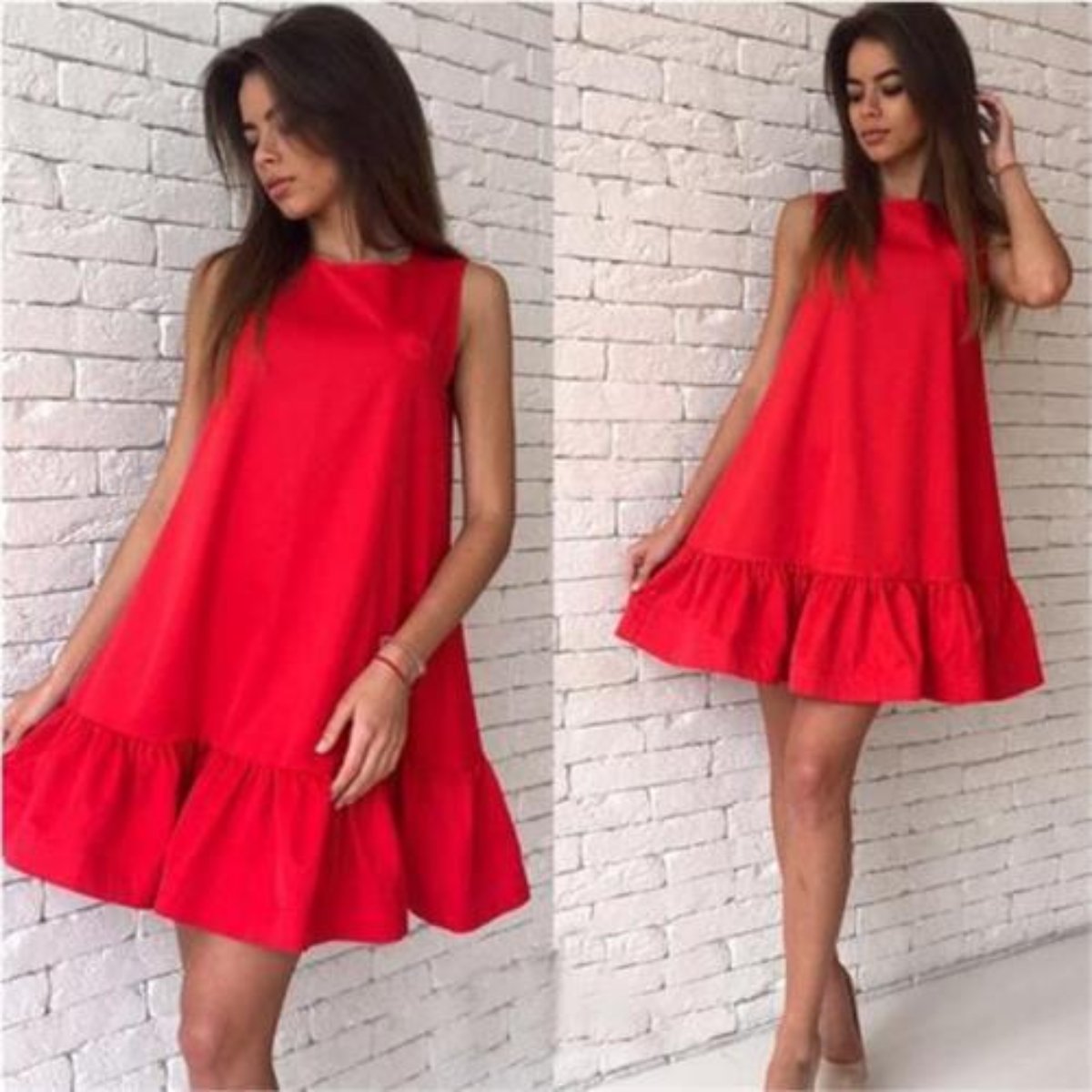Sleeveless Bohemian Hem Dress