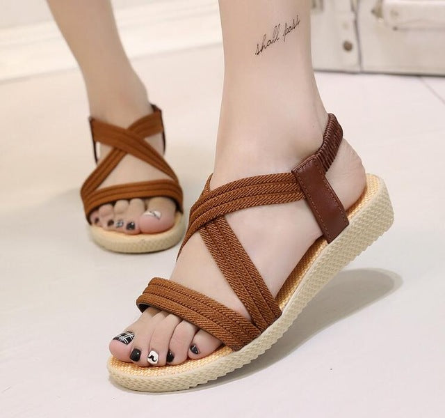 Summer Casual Flat Beach Style Sandals in Beige
