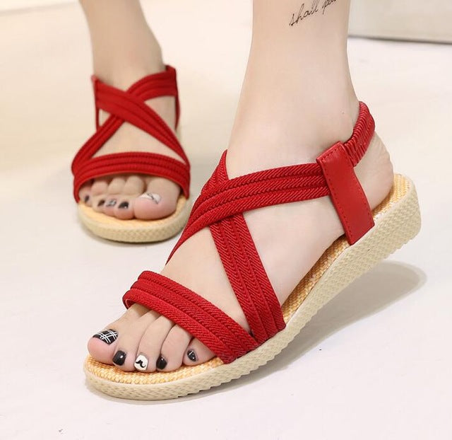 Summer Casual Flat Beach Style Sandals in Beige