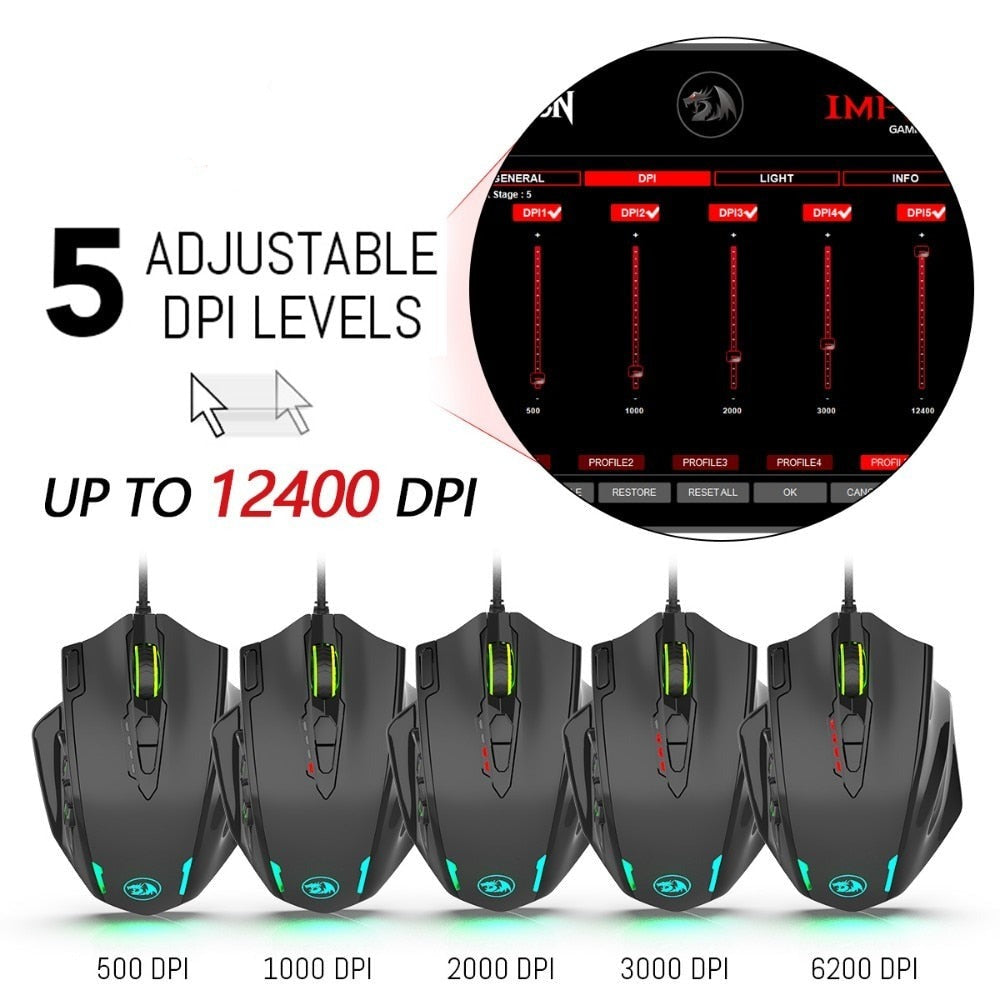 Dragon12400 DPI 19 Buttons RGB LED Laser Wired Gaming Mouse