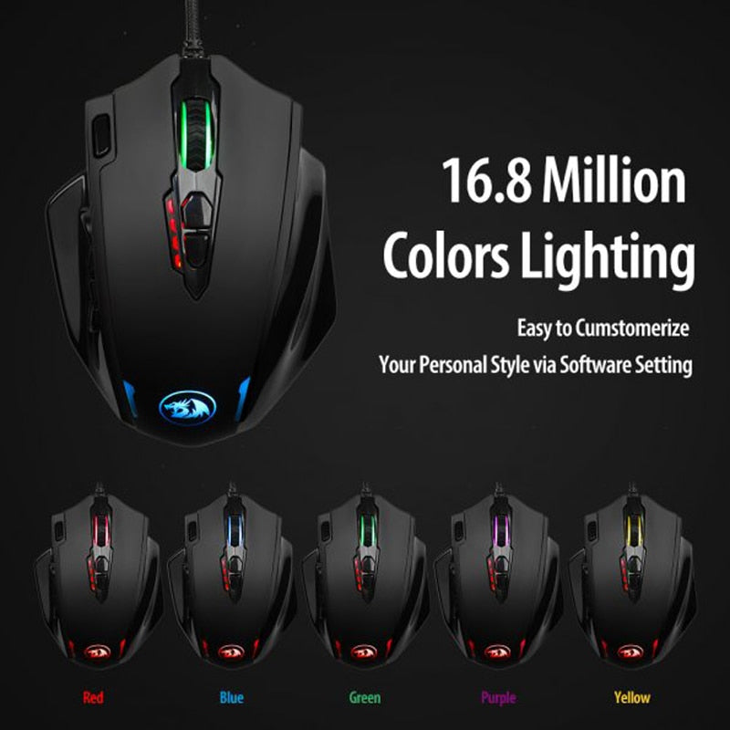 Dragon12400 DPI 19 Buttons RGB LED Laser Wired Gaming Mouse