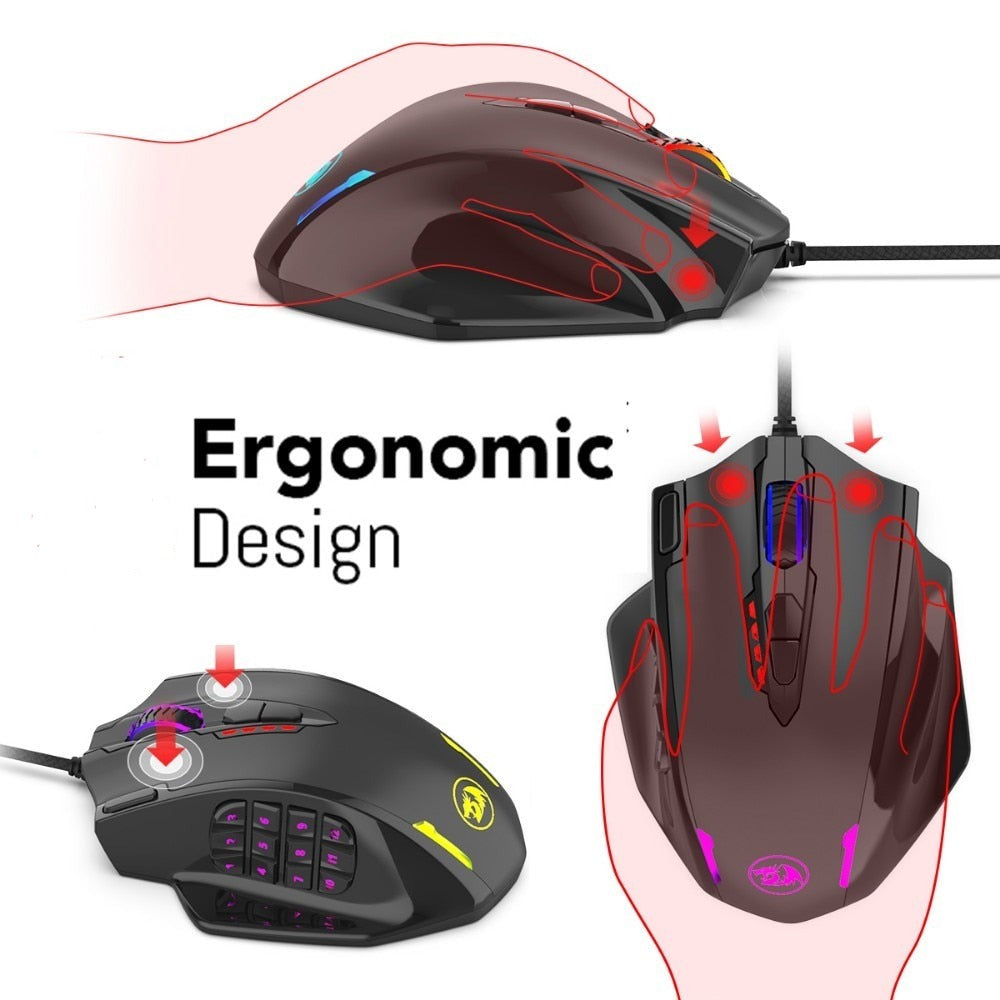 Dragon12400 DPI 19 Buttons RGB LED Laser Wired Gaming Mouse
