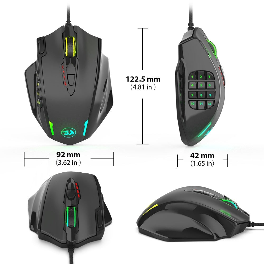 Dragon12400 DPI 19 Buttons RGB LED Laser Wired Gaming Mouse