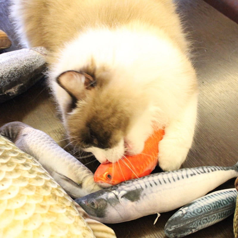 3D Fish Shape Soft Plush Pillow for Cat - 5 Pcs Set