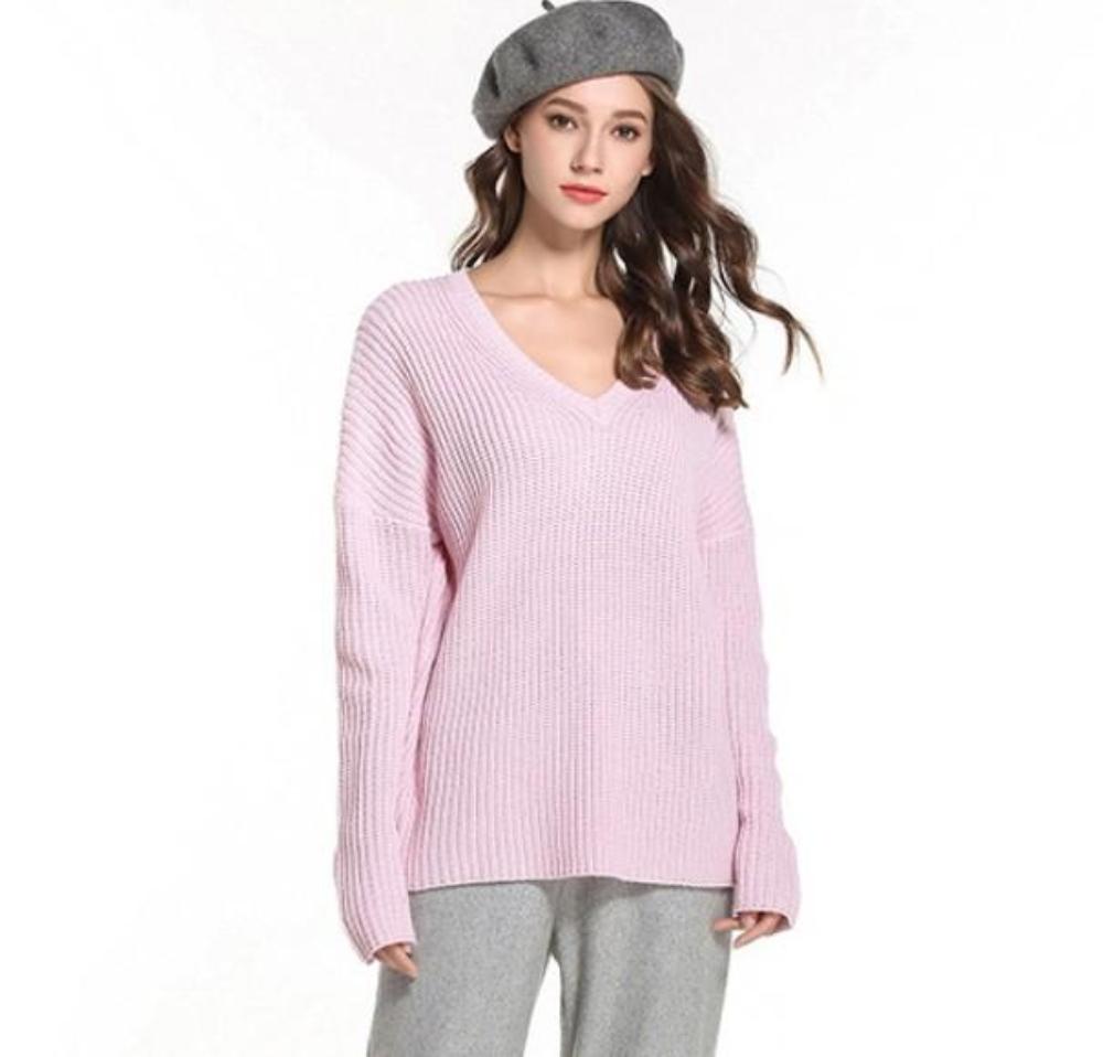 Womens Casual V Neck Sweater