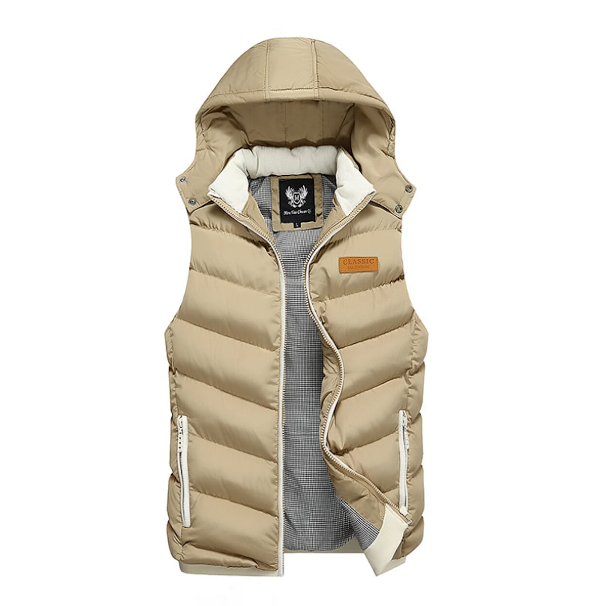 Mens Classic Black Ultra Warm Winter Hooded Puffy Vest