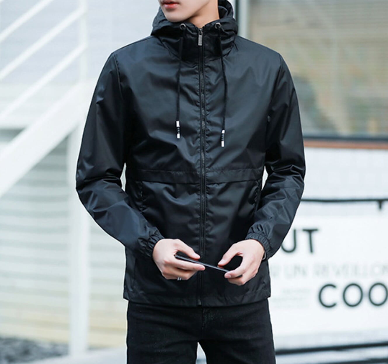 Mens Windbreaker Jacket in Navy