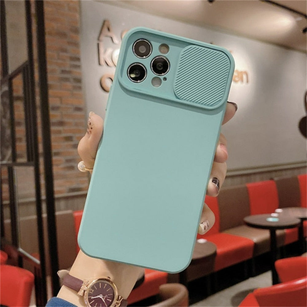 Phone Case With Lens Cover For IPhone