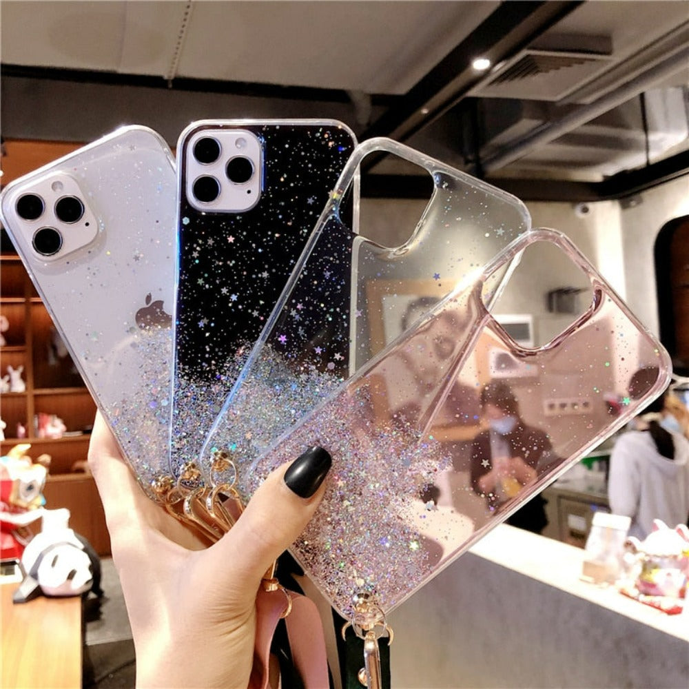 Sparkly Protective Case for iPhone with Strap