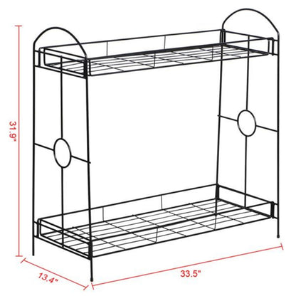 32 inches 2-Tier Metal Plant Stand with Tray Design