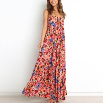 Low Back Floral Flowy Dress With Pockets