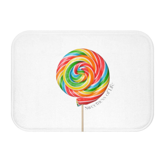 Lollipop Sweetness of Life in White Message Bath Mat