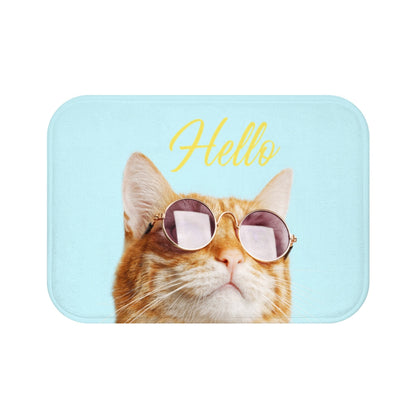 Hello Cat with Sunglasses Bath Mat