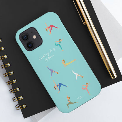 Yoga Poses Blue Tough Case for iPhone with Wireless Charging