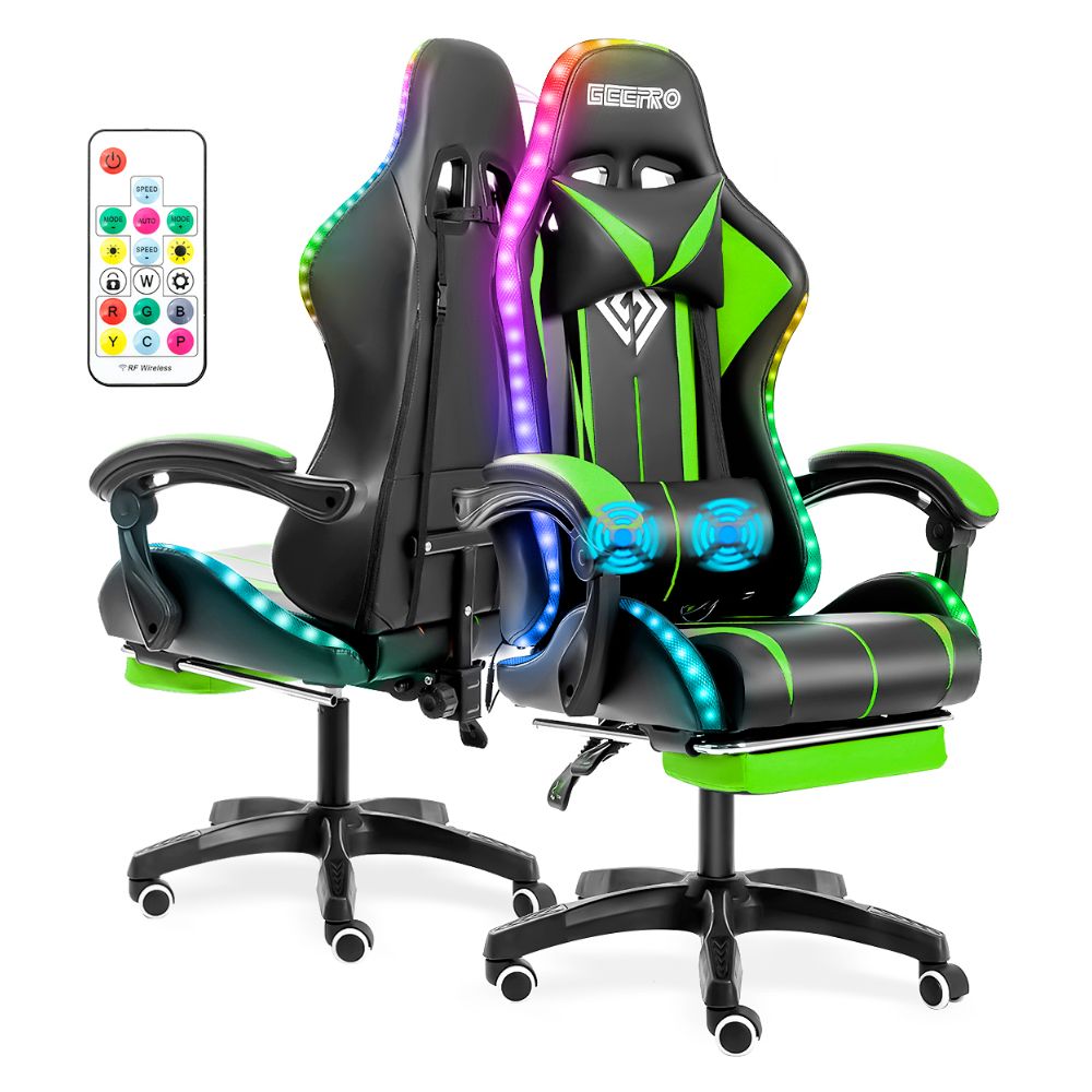 Gaming LED Massage Chair with Footrest