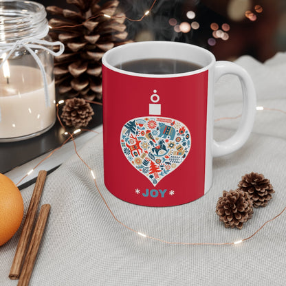 Holiday Ornament with Joy Ceramic Mug 11oz