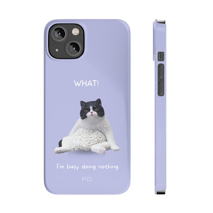 Funny Cat Theme Purple Slim Case for iPhone 14, 14 PRO and 14 PRO MAX