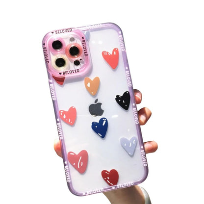 Heart Theme Clear Protective Case for iPhone