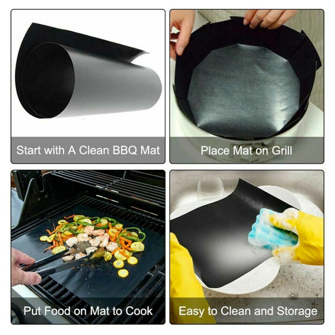 Reusable Non Stick BBQ Meat Grill Mats 5 Pieces