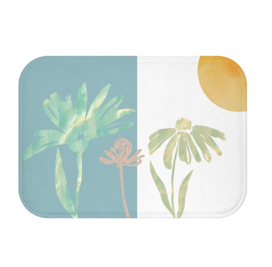 Abstract Floral with Sun Bath Mat