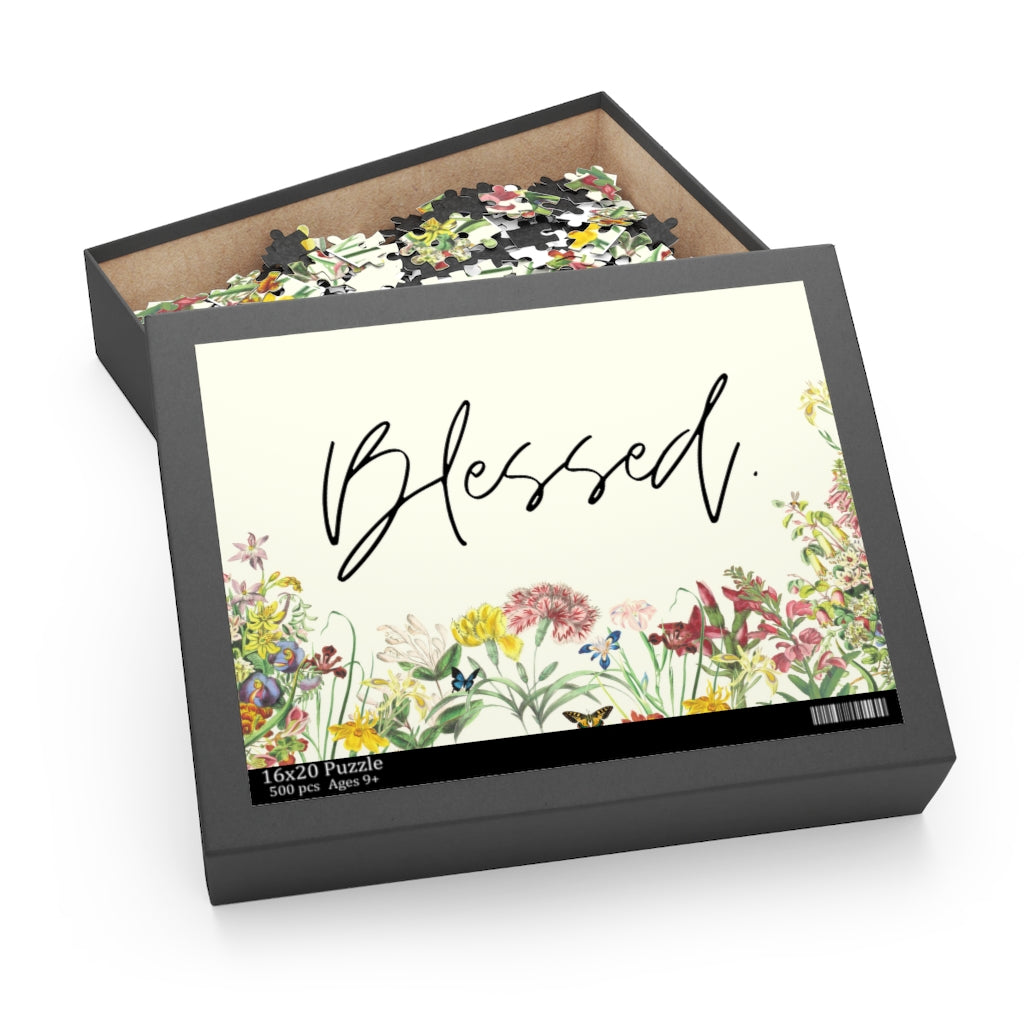 Blessed Quote with Floral Jigsaw Puzzle 500-Piece
