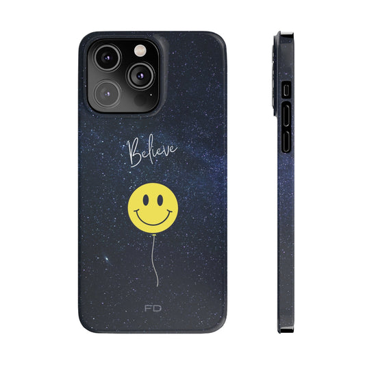 Smiley Face in Space Believe Slim Case for iPhone