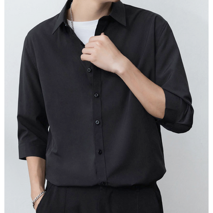 Mens Quarter Length Sleeve Button Shirt