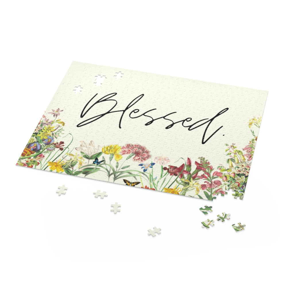 Blessed Quote with Floral Jigsaw Puzzle 500-Piece