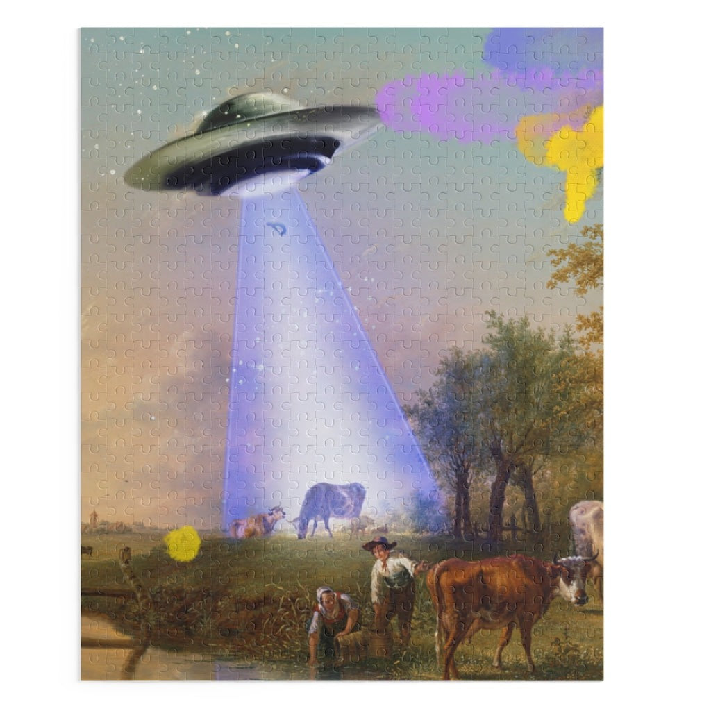 UFO Abducting Cow Jigsaw Puzzle 500-Piece