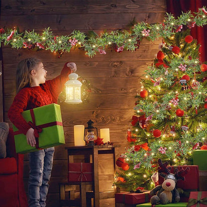 Holiday Red Berries Light Up Garland Decor