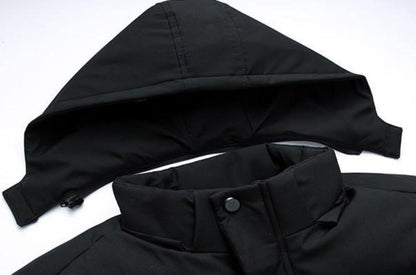 Mens Winter Mid Length Coat with Removable Hood