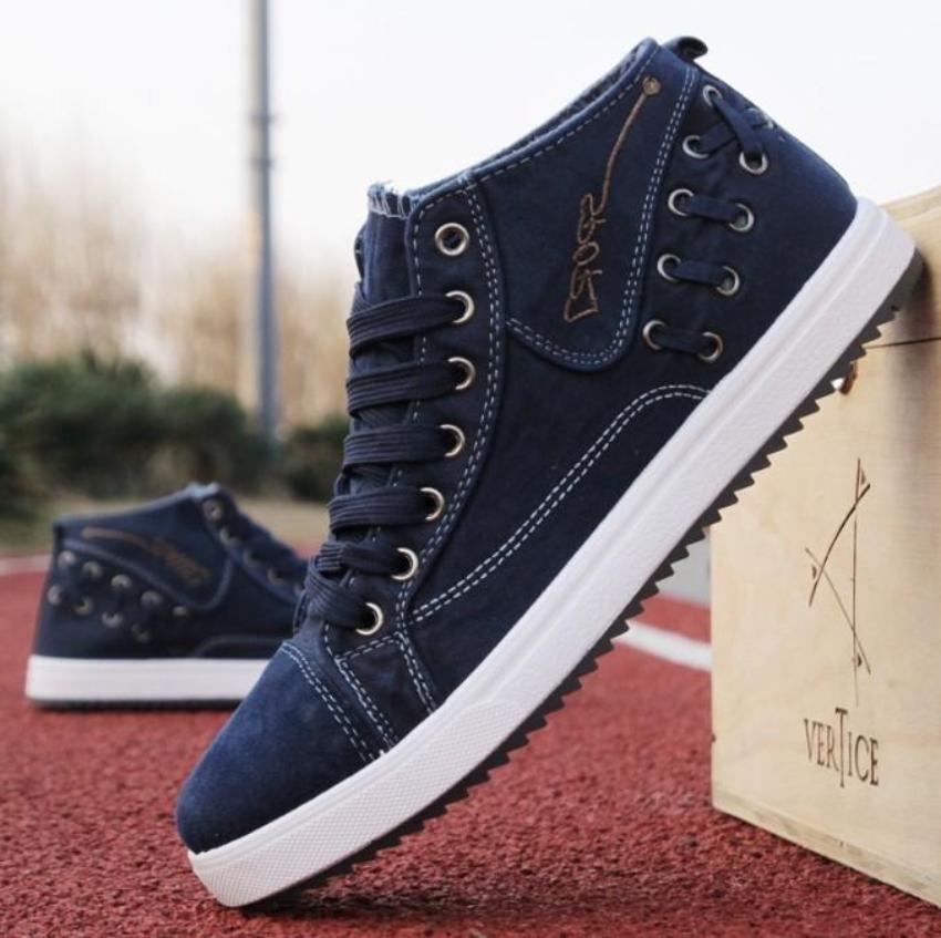 Mens Casual Lace Up Denim Sneakers