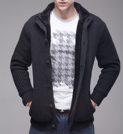 Mens Winter Ultra Warm Inner Faux Fur Cardigan