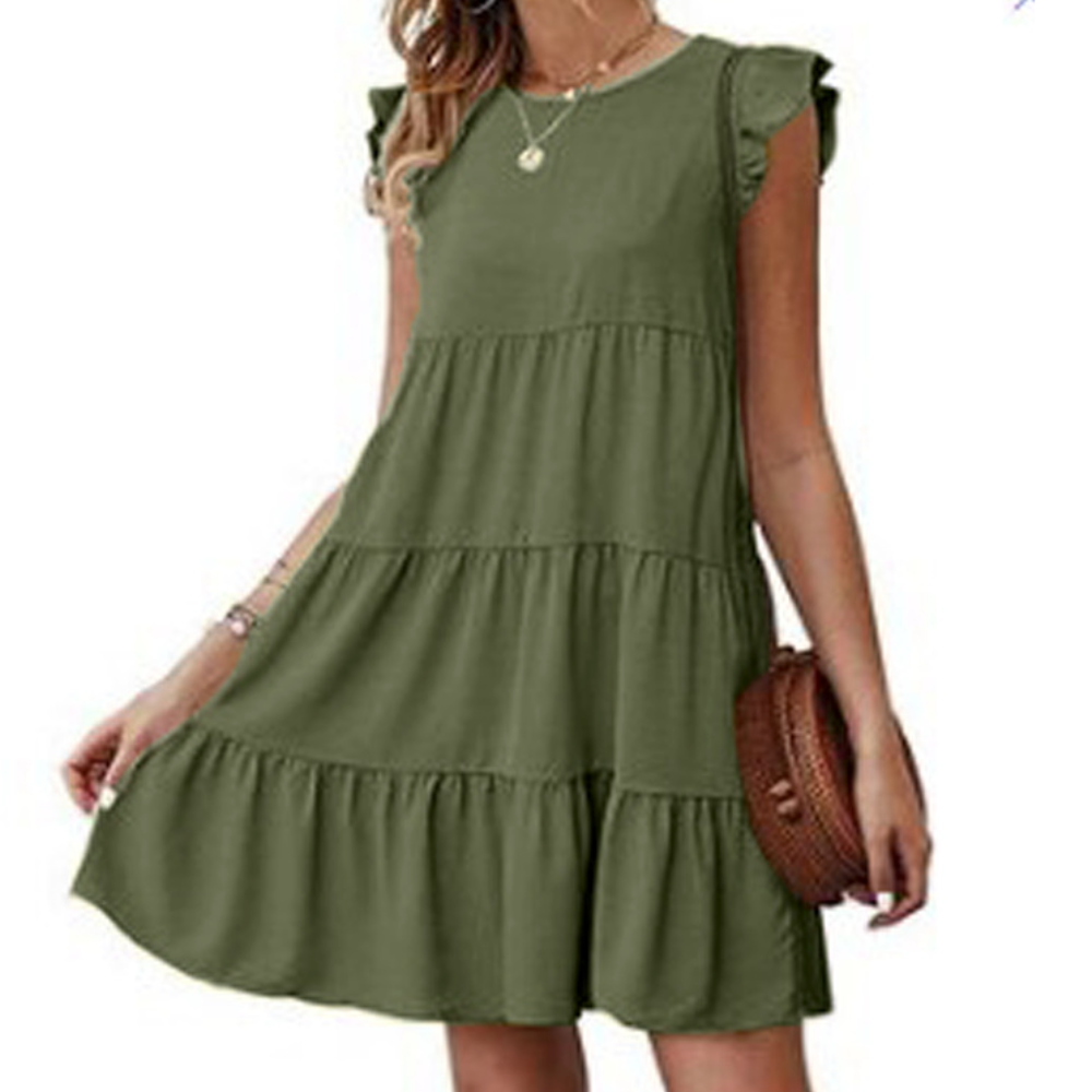 Womens Flowy Dress with Cap Sleeves