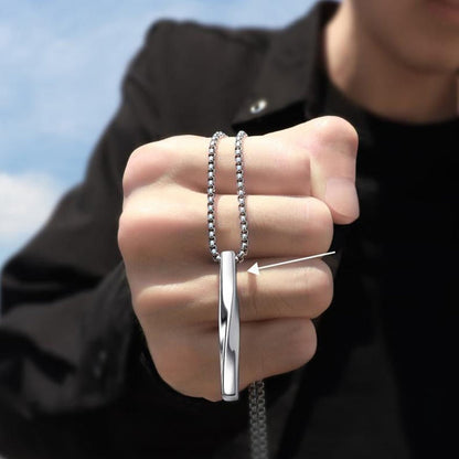 Stainless Steel Twisted Bar Necklace