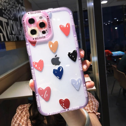 Heart Theme Clear Protective Case for iPhone