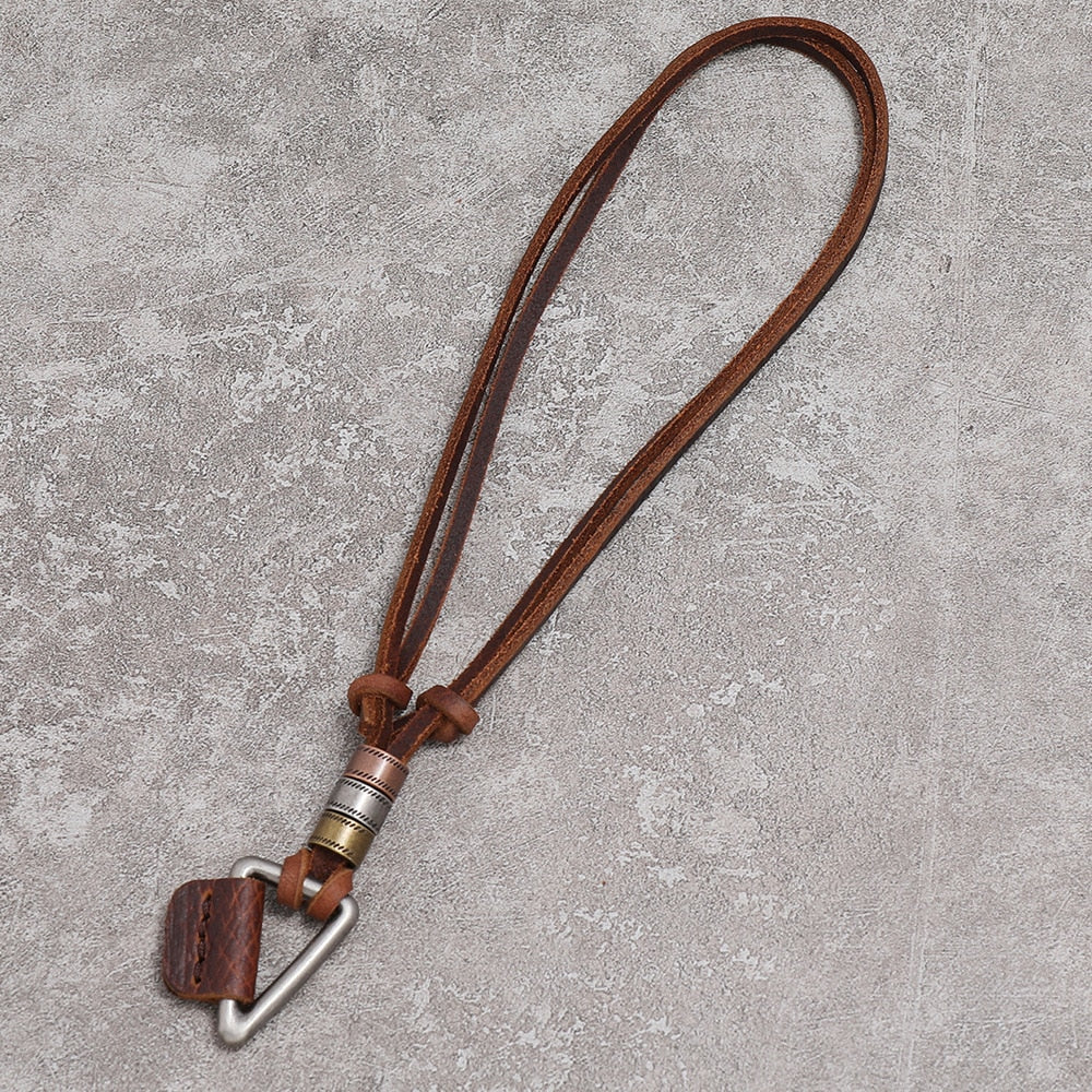 Vegan Leather Adjustable Necklace with Triangle Charm