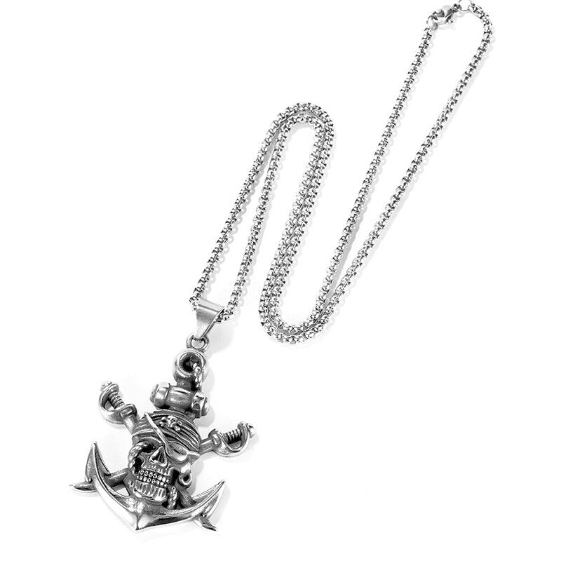 Pirate Anchor With Double Swords Necklace