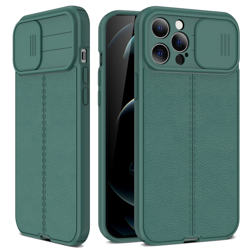 Lush Leather Protective Case with Camera Protector for iPhone