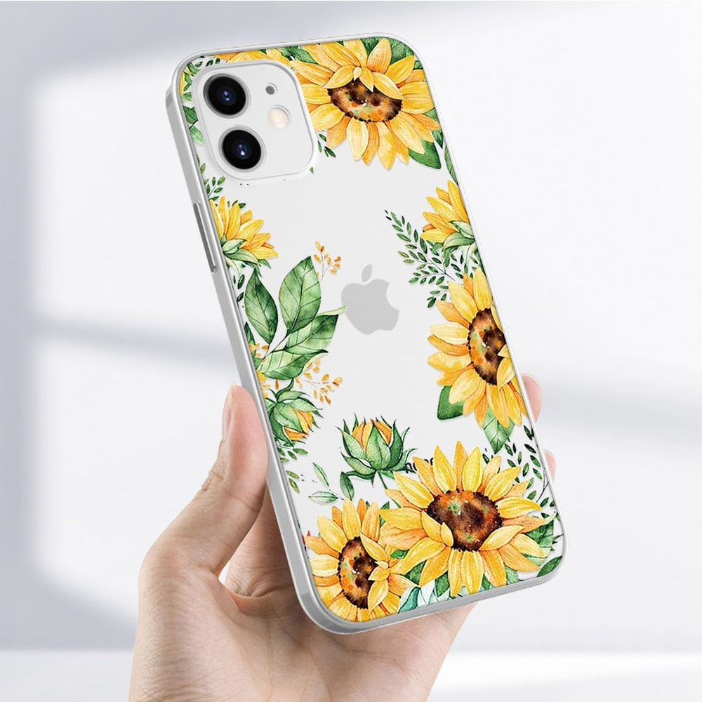 Botanical Theme Silicone Protective Case for iPhone