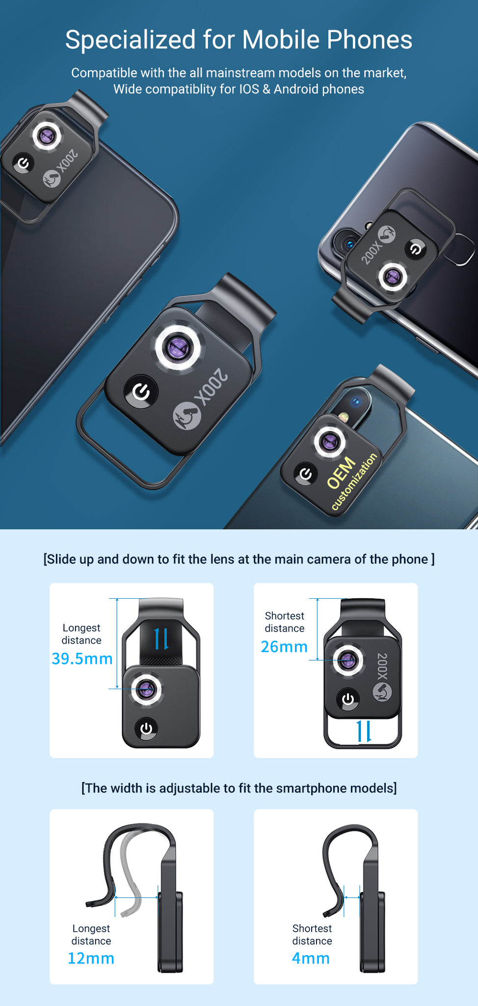 200X Digital Zoom Lens for Mobile Phone