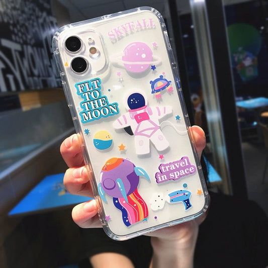 Cartoon Space Theme Protective Case for iPhone
