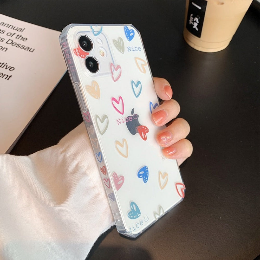 Transparent Heart Protective iPhone Case
