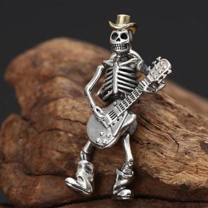 Skeleton Playing Guitar Necklace